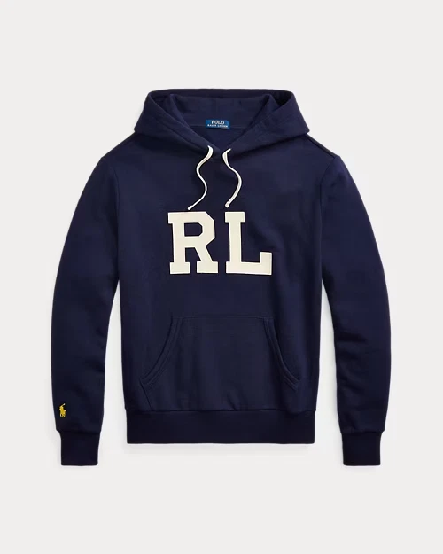 NWT Polo Ralph Lauren Navy Blue RL Monogram Letterman Hoodie Sweatshirt Size S
