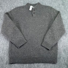 LL Bean Sweater Men XLT Tall Charcoal Classic Raggwool Henley 100 Lambswool NEW