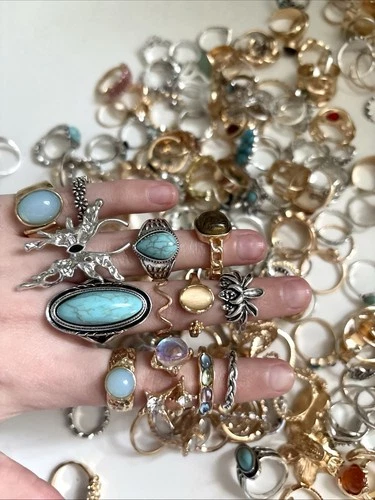 Lot Of (12) Costume Jewelry Rings Vintage To Modern Grab Bag Random