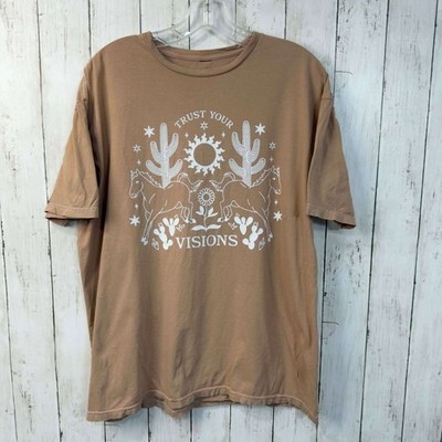 PacSun LA ''Trust Your Visions'' Women's Graphic Tee Brown Cotton Size OS