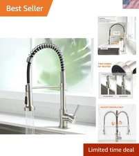 Compact Pull Out Kitchen Faucet in Brushed Nickel - Ideal for Farmhouse RVs