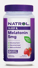 Natrol Melatonin 5mg Sleep Support Gummies, Strawberry Flavor, 180 Count