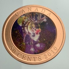 2010 Canada 50 Cents Santa and the Red-nosed Reindeer Lenticular Coin JJ741