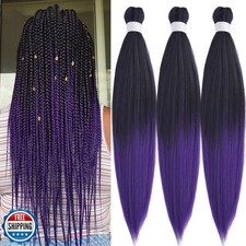 UPruyo 1b Purple Pre Stretched Braiding Hair Purple Ombre Braiding Hair Pre S