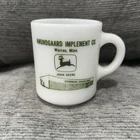 Amundgaard Implement Co JOHN DEERE Warren, MN Coffee Mug White Milk Glass VTG