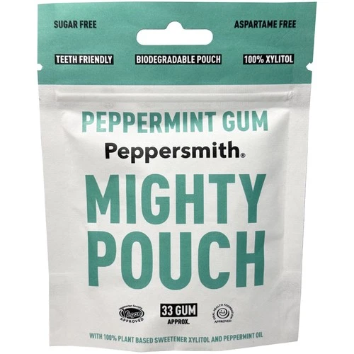 PEPPERSMITH XYLITOL PEPPERMINT CHEWING GUM 50g Mighty Box -Approx. 33 pieces