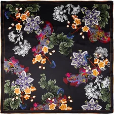 Wyoming Traders Wild Rag Charmeuse Black Mystery Western Silk Scarf - 34.5"