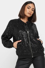 PixieGirl Petite Women's Sequin Bomber Jacket