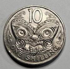 1967 New Zealand 10 Cents 1 Shilling - Copper Nickel Coin - World Coin