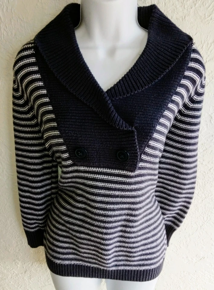 Suéter pulôver feminino IZOD colarinho azul e branco tamanho XL - Imagem 2 de 4