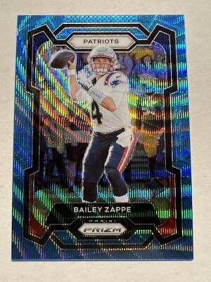 2023 Panini Prizm Bailey Zappe /199 Blue Wave Prizm #200 New England Patriots