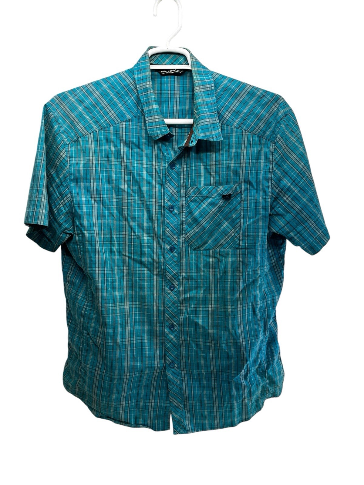 Arc'teryx Camicia Uomo X Large Manica Corta Bottone Anteriore Verde Rosso Plaid Outdoor