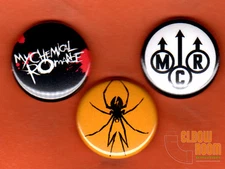 Set of three 1" My Chemical Romance pins buttons rock band punk alternative MCR