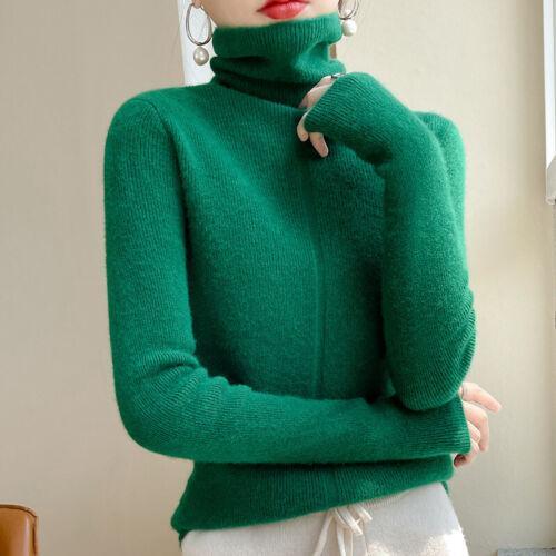 Herbst Winter 100 % Wollpullover Damenpullover Rollkragenpullover Strickbluse Strickbekleidung - Bild 14 von 16