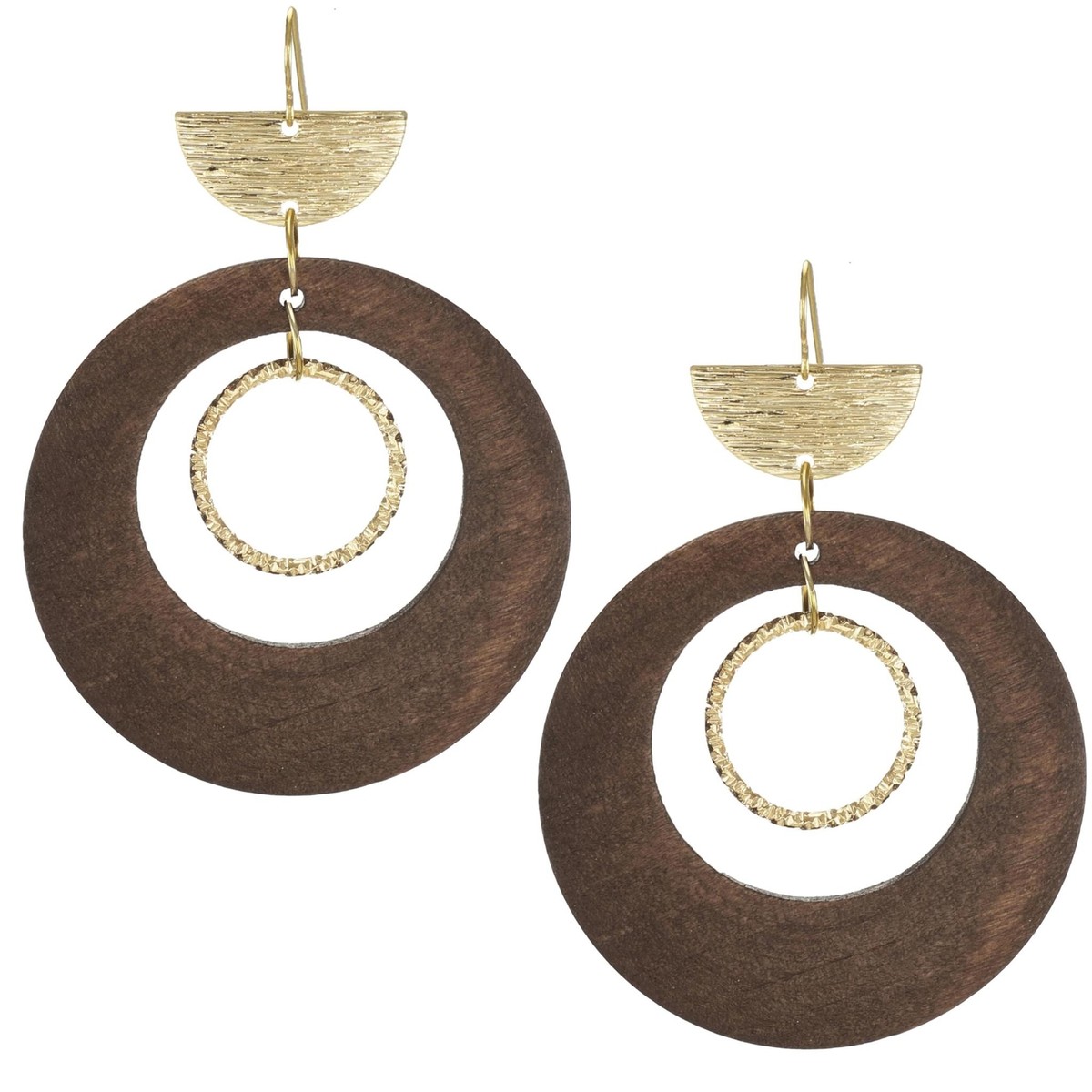 Vegan Western Boho Embellished Circle Brown V Leather burnished Gold Accents NWT Circle G Women main image 2