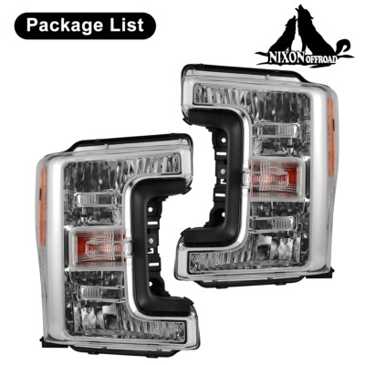 ROXX Chrome LED Headlights For 2017-2019 Ford F-250 F-350 F-450 F-550 Super Duty – Clear Lens With Ballasts
