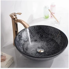 ANZZI LS-AZ207 Arc Series Arctic Sheer Glass Vessel Sink – Modern Round Bathroom
