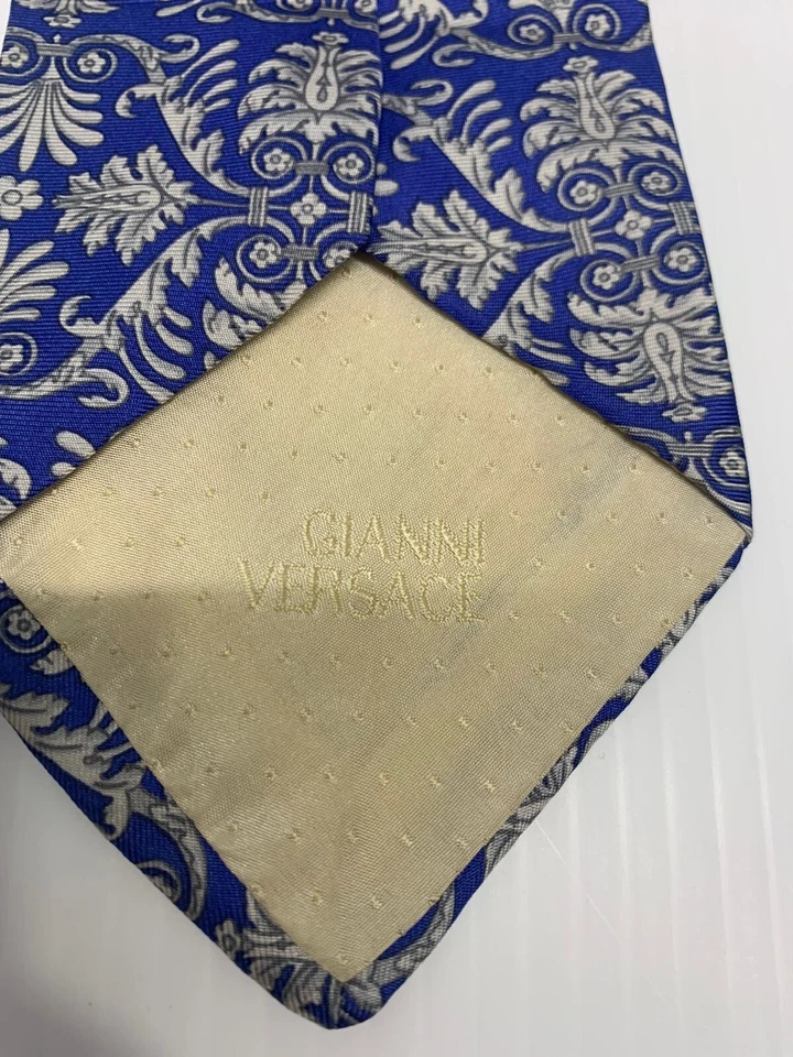 Corbata Gianni Versace azul/blanco para hombre A56 Foto 3 de 4