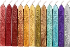 12 Pcs Sealing Wax Sticks with Wicks for Letter Seal Stamp, Wedding Invitations,