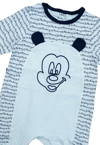 Boys Disney Baby Mickey Mouse 3d Ears Sleepsuit All in One Romper 1 to 23 Months - Picture 2 of 2