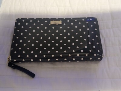 Kate Spade Wallet Bi-fold Snap Black White Polka Dot Stacy Camden Avenue 