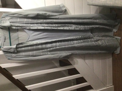 Elegant Light Gray Kimono Cardigan Dress with Tank Dress Medium/ Large