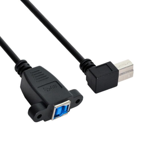 USB 3.0 Panel Mount B Type Female to Right Angled 90 B Type Male Extension Cable - Picture 2 of 8