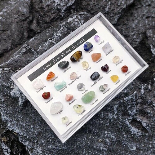 24pcs Healing Crystals Quartz Chakra Stones Ore Specimens Stone Learning Kit - Picture 3 of 13