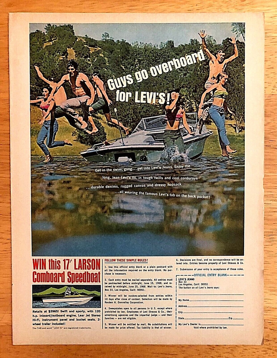 LEVI'S JEANS—17' LARSON COMBOARD SPEEDBOAT SWEEPSTAKES—VINTAGE