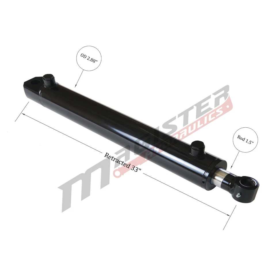 Hydraulic Cylinder Welded Double Acting 2.5" Bore 24" Stroke Tang WTG 2.5x24 NEW - Image 3 of 4
