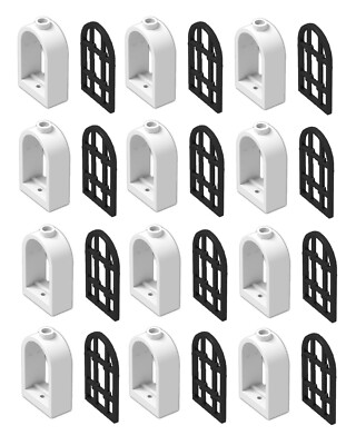  LEGO 1x2x2 2/3 Castle WHITE Arch Windows Pane Twisted Bar Lot x10