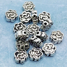 40 pieces - Antique Silver Rose Flower Beads Spacers 6mm Tibetan Style B1