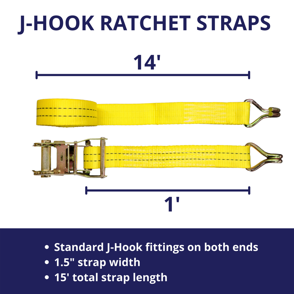 8) New 1.5 x 15' 4400 lb Ratchet Straps J Hook Heavy Duty Tie Downs 8) New 1.5 x 15' 4400 lb Ratchet Straps J Hook Heavy Duty Tie Downs