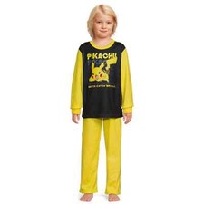 Pokemon Boys 2-Piece Pajama Set Long Sleeve Size Small 6/7 PJ Yellow Black NEW