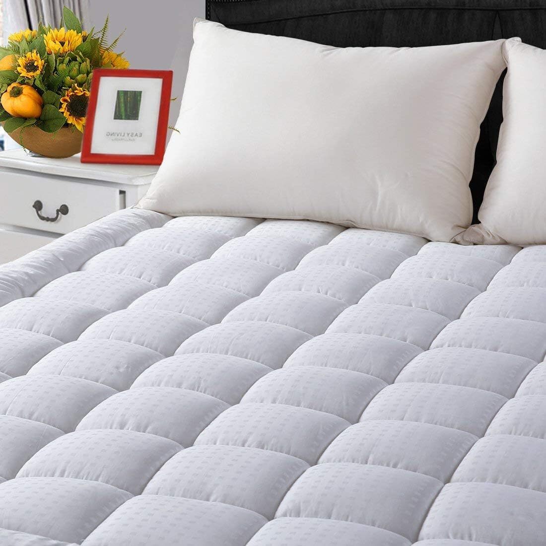Mattress Pad King Size Soft Cotton Mattress Cover,Quilted Fitted Mattress Top...