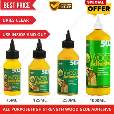 EVERBUILD Wood Glue Water Resistant PVA Strong Fast Bond Non Foaming Adhesive NEW