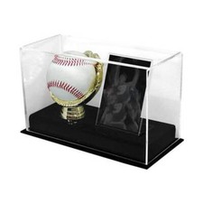 BCW Acrylic Gold Glove Ball and Card Display High Clarity Acrylic Black Base