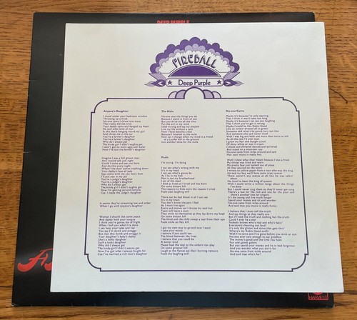 DEEP PURPLE ~ Fireball ~ 1971 UK HARVEST 1st PRESS w/INSERT - EX+/NM LP - Picture 5 of 12