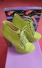 BEBO Lime Suede High Heel Platform Boots Shoes Size UK4