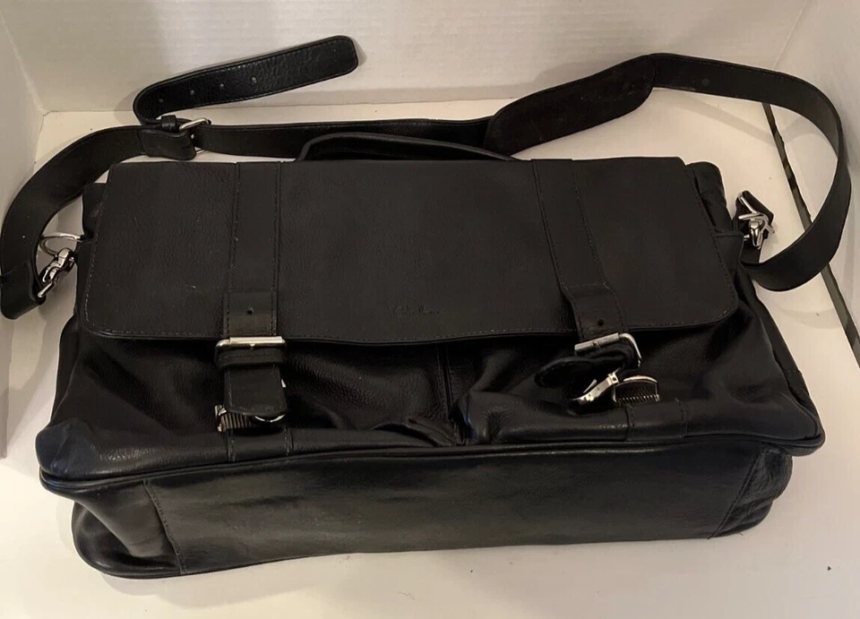 Cole Haan Cuero Negro Mensajero Laptop Maletín Correa para el Hombro Academia Foto 3 de 4