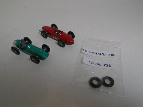 NEW MATCHBOX 14MM O/D THIN BLK PLASTIC TIRES! FITS #'S 19C, 73B FRONT/REAR 1PAIR - Picture 2 of 3