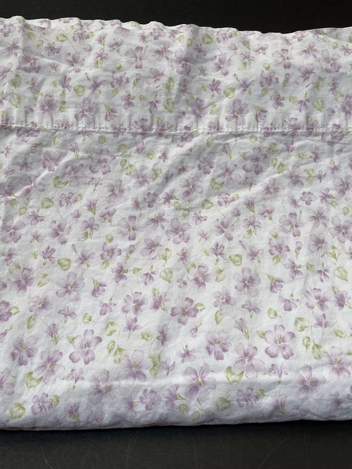 RARO! Ralph Lauren *Flores Florales Emilie PÚRPURA *Sábana PLANA COMPLETA Blanca SHABBY Foto 2 de 4