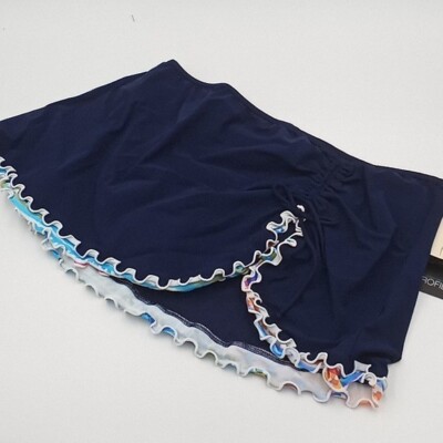 Profile by Gottex Swim Skirt Womens 22W Monaco Ruffled Navy Blue