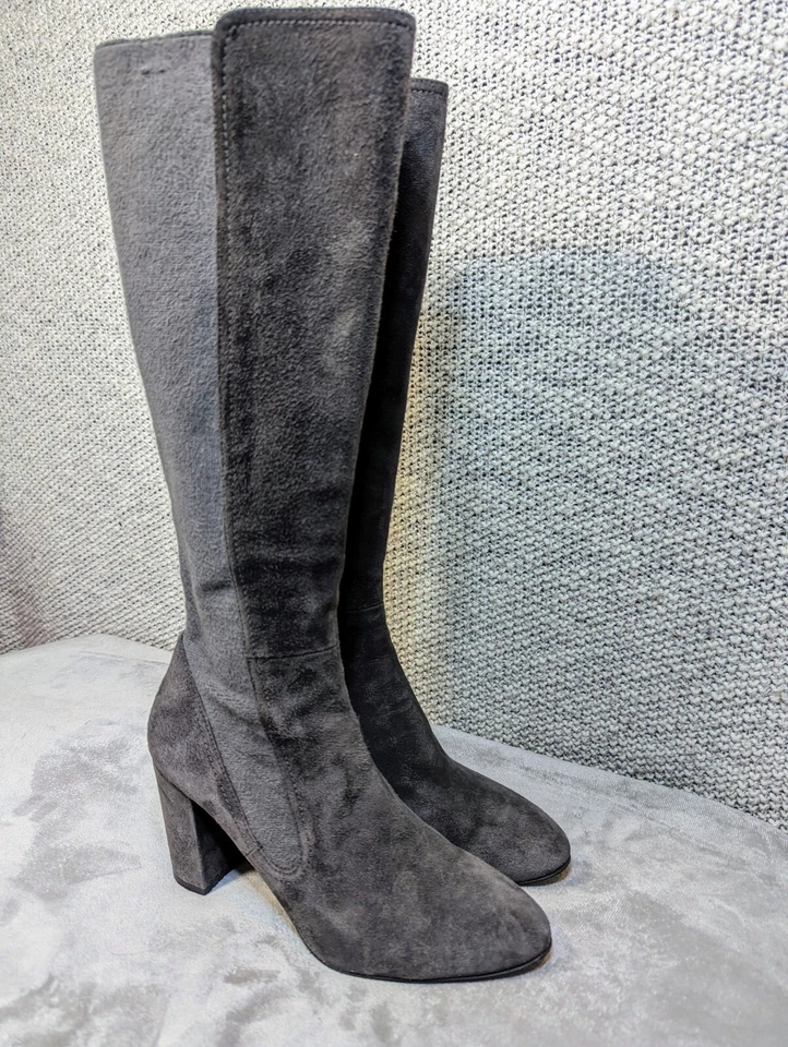 Botas altas Stuart Weitzman femininas 9.5 (adequado para 8.5) camurça cinza - Imagem 3 de 4