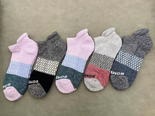 5 Pair Bombas Women's Tri-Block Marl 5 Colors Ankle Sock Size M