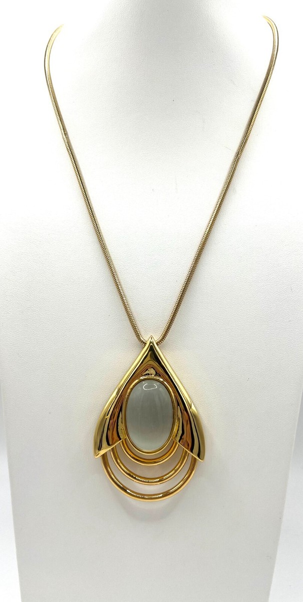 Belle Noel Kim Kardashian Teadrop pendant w/white cat's eye snake