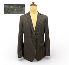 Theory Mens Blazer Jacket 42 Black Crosshatch Slim Fit Sport Coat 1-Button