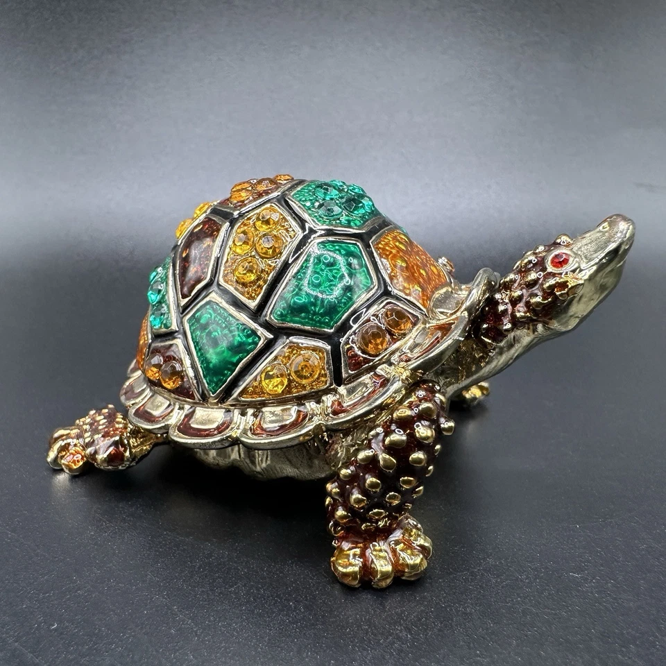 TURTLE Trinket / Ring Box - Metal - Enamel - Hinged - Magnetic - Image 2 of 4