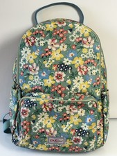 Cath Kidston Vintage Green Portland Flowers Oil Cloth Backpack 3 Sections SUPERB