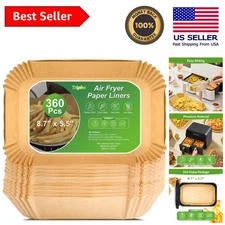 BPA-Free Unbleached Air Fryer Paper Liners - 360 Pcs Durable & Safe 8.7" x 5.5"